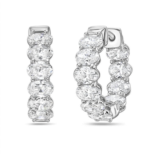 Diana M Jewels - Women's Lab Grown Oval Diamond Huggie Hoops Earrings - directbrandpartner - earrings - jewelry