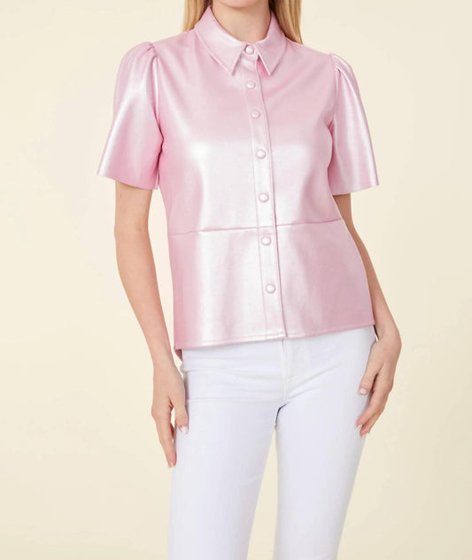 Dolce Cabo - Metallic Vegan Leather Top - blouses - clothing - faux - leather