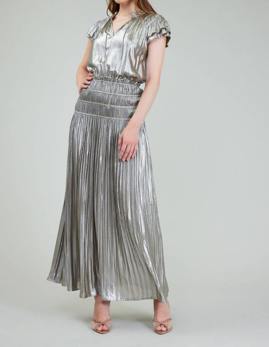 Nyland - Francesca Pleated Metallic Maxi Dress