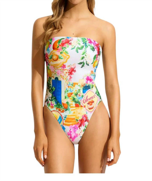 Seafolly - Bandeau Postcard Print One Piece