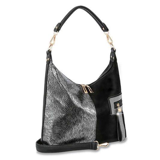 Handbag Express - Women's Multiple Textured Hobo Handbag