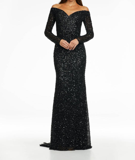 Ashleylauren - Off The Shoulder Sequin Gown