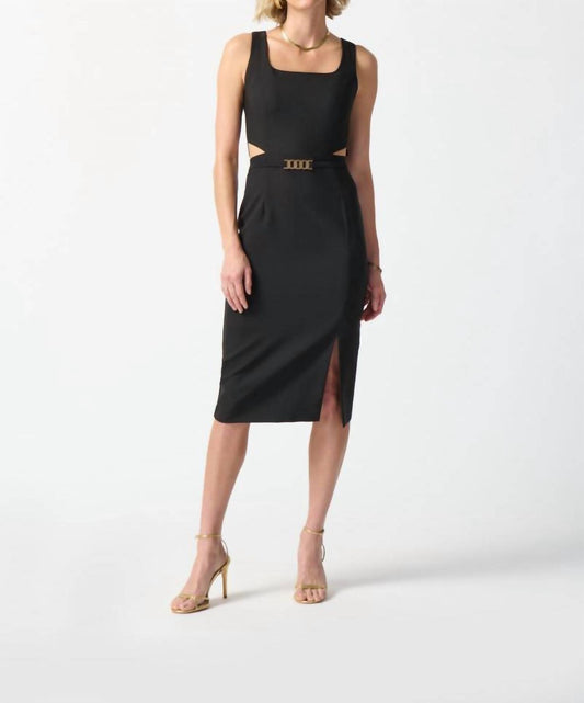 Joseph Ribkoff - Waist Cutout Square Neck Sleeveless Sheath Dress