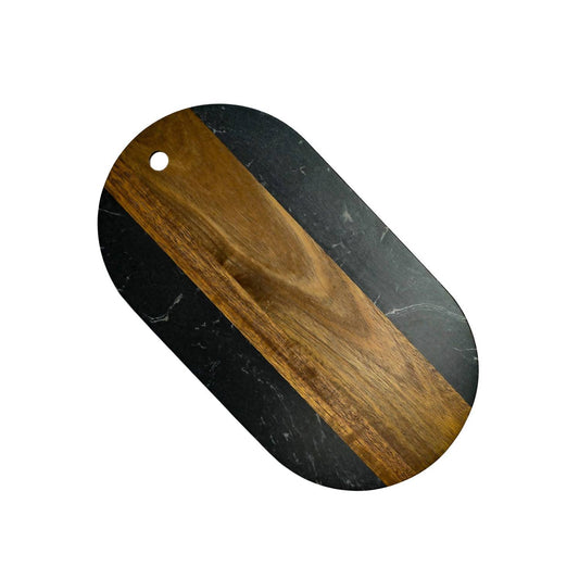 Creative Gifts International - Marble and Acacia Wood Oval Board