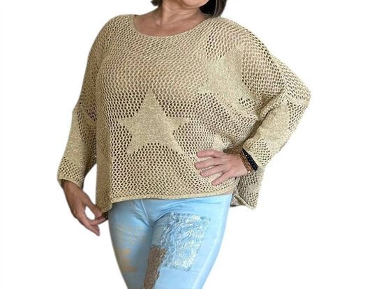 Made In Italy - Star Pattern Drop Sleeve Sweater Top