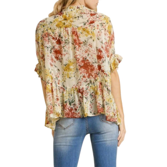 Umgee - Floral Ruffle Tiered Top