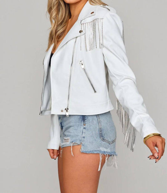 Buddylove - Rife Crystal Fringe Vegan Leather Jacket