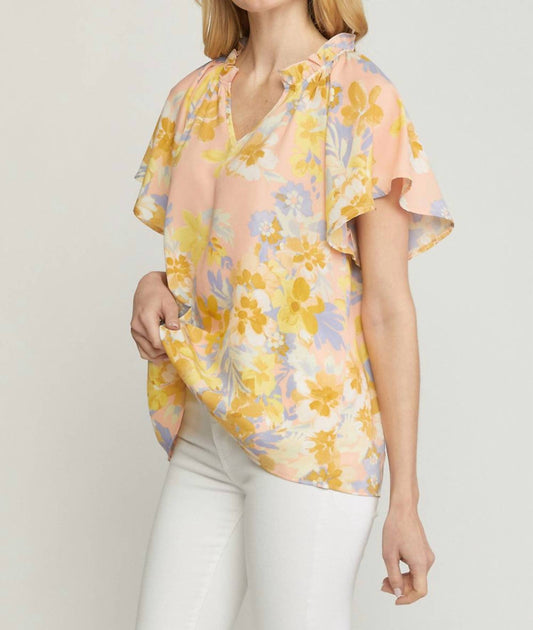 Entro - Floral Potter Sleeve Shirt
