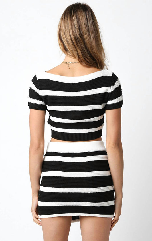 Olivaceous - Cropped Striped Sweater