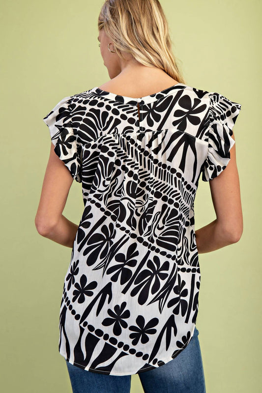 Gigio - Silky Mixed Print Top