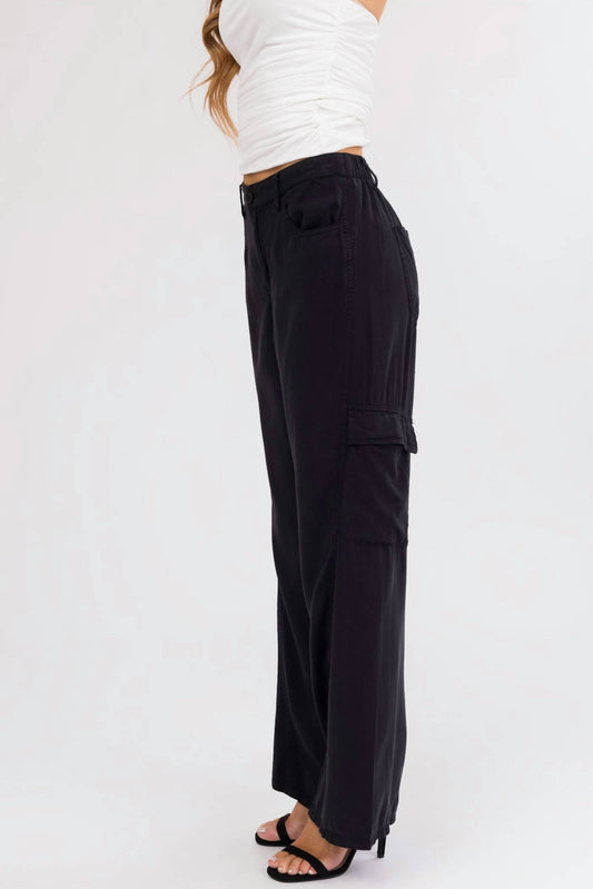 Risen - High Rise Tencel Wide Cargo Pants