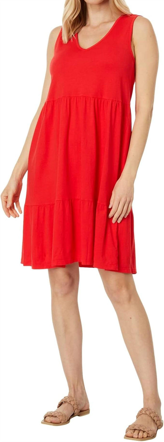 Bobi - Rib V-neck Tiered Tank Dress