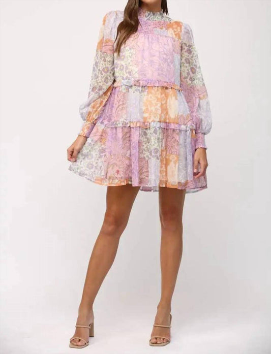 Fate - Lily Patchwork Chiffon Tiered Mini Dress