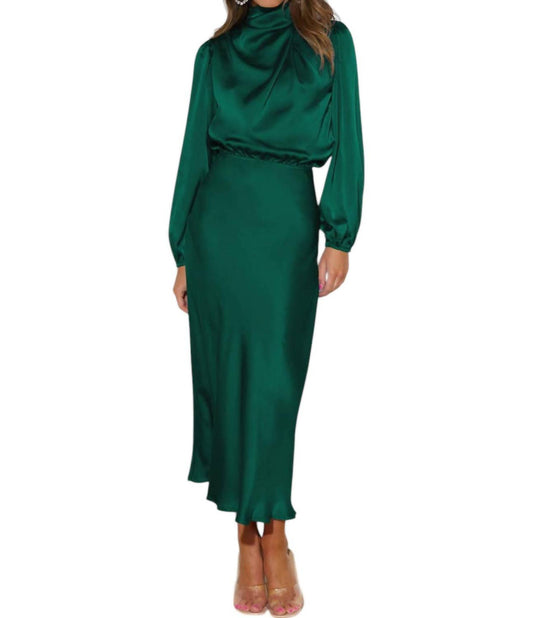 Lily Clothing - Satin Long Sleeved Midi Dress