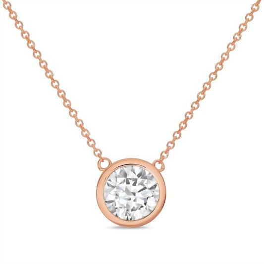 Diana M Jewels - Round-cut 6.00 Ct Lab-grown Diamond Bezel Pendant Necklace