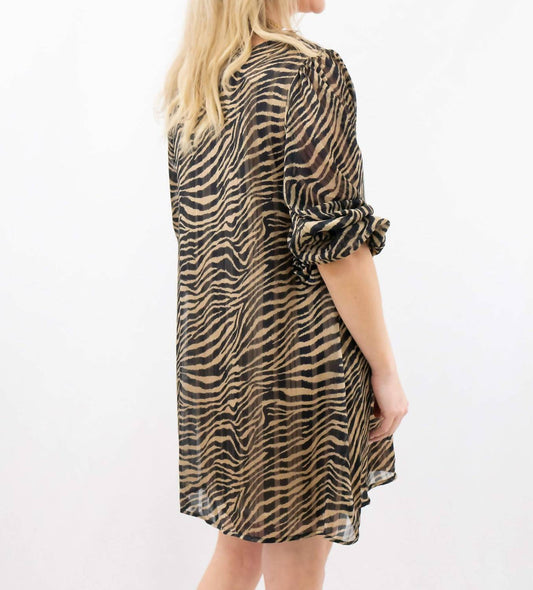 Adrienne - Tiger Print Balloon Sleeve Mini Dress