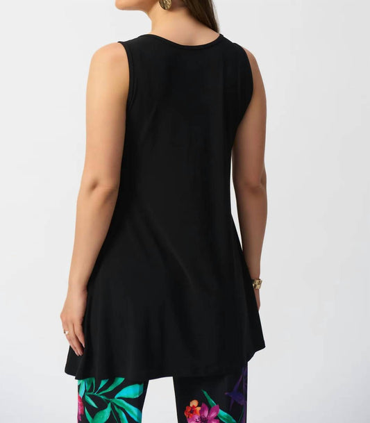 Joseph Ribkoff - Scoop Neck Sleeveless Flared Tunic Top