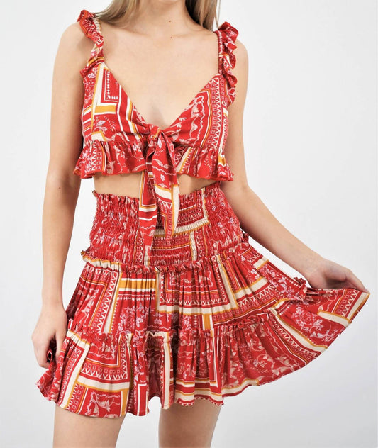 Skylar + Madison - Tribal Spirit Ruffle Smocked Skirt Set