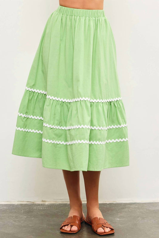 Mustard Seed - Lime Ric Rac Midi Skirt