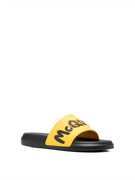 Alexander Mcqueen - Men's Graffiti-logo Slip-on Slide Sandal