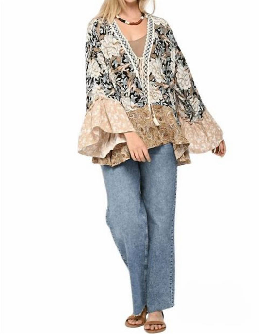 Gigio - Savannah Floral and Paisley Print Mix Kimono