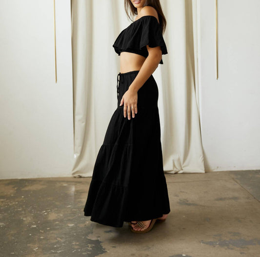 Blanco By Nature - Flowy Long Drawstring Skirt