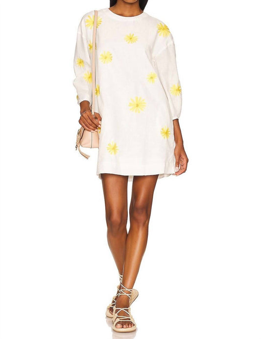 Something Navy - Embroidered Long Sleeve Open Back Mini Dress