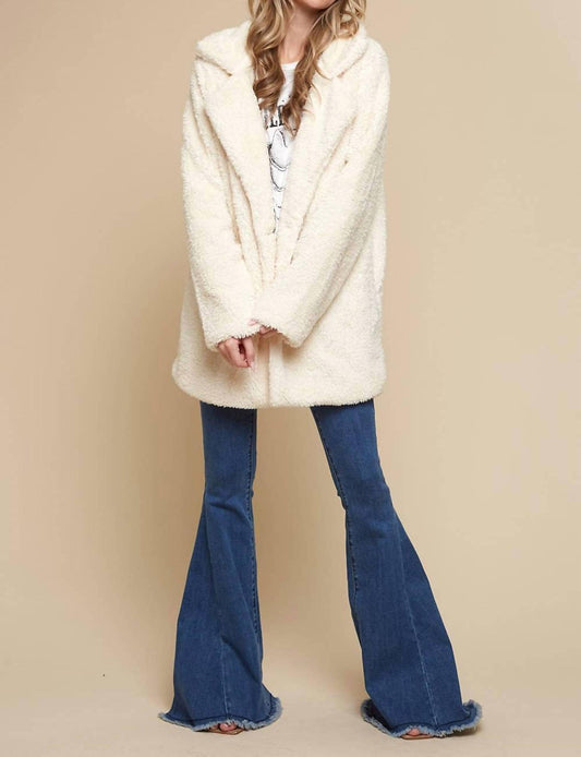 Saints & Hearts - Cozy Oversized Teddy Jacket With Pockets