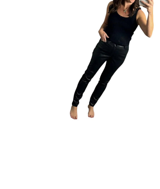 Judy Blue - Faux Leather & Denim Skinny Jeans