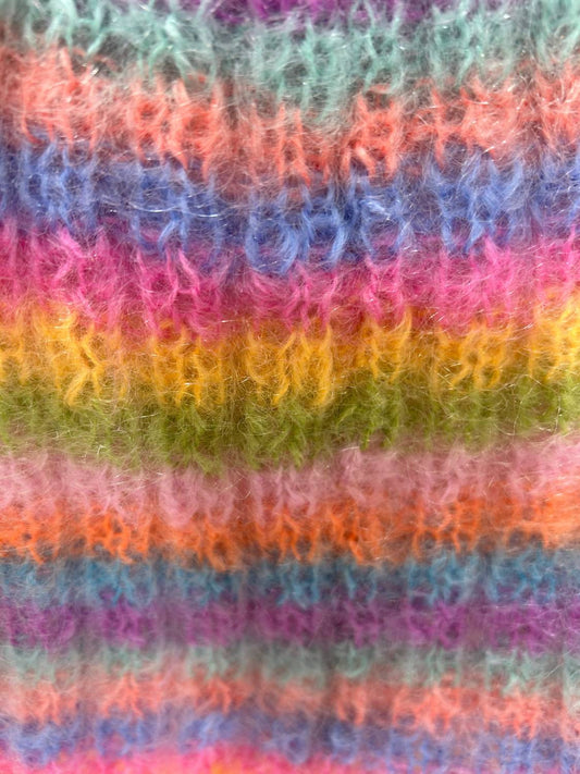 Rose Carmine - Baby Mohair Striped Hat