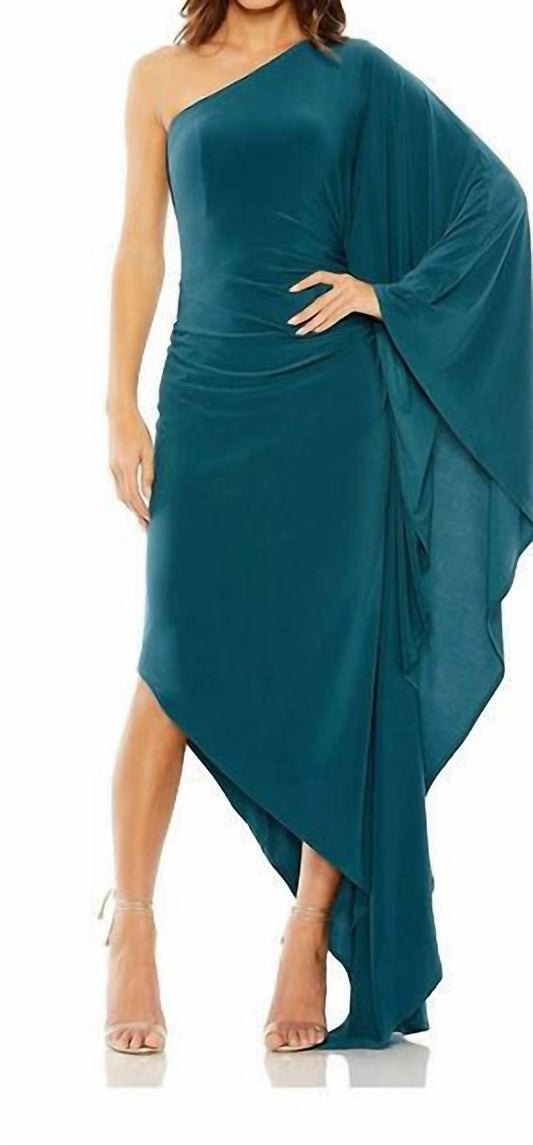 Mac Duggal - One Shoulder Cape Sleeve Dress