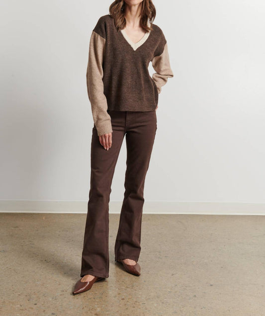 Line - Izzy Tri-color V Neck Top