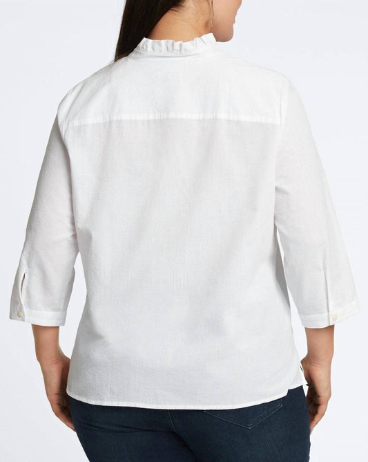 Foxcroft - Mia Seersucker 3/4 Sleeve Popover Shirt