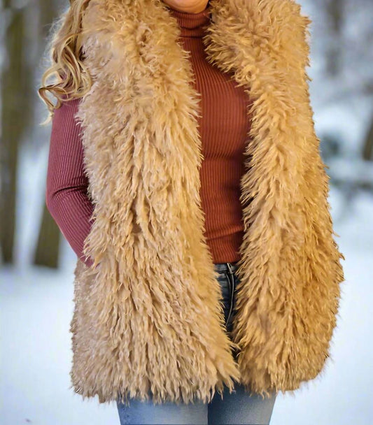 Way - Mongolian Lamb Faux Fur Lapel Vest