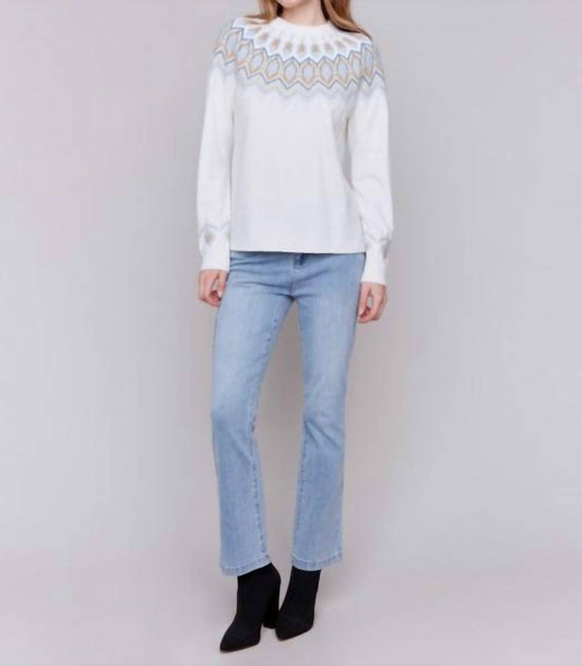 Charlie B - Plush Jacquard Ski Raglan Sweater