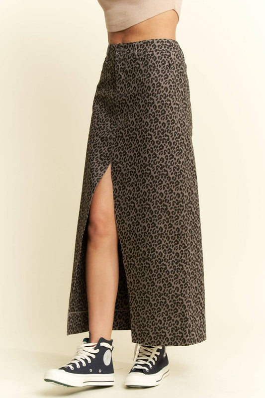 Jade By Jane - Leo Print Slit Skirt
