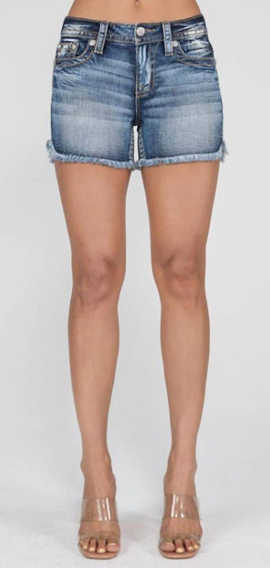 Miss Me - Women's Mid Rise Fray Bottom Jean Shorts