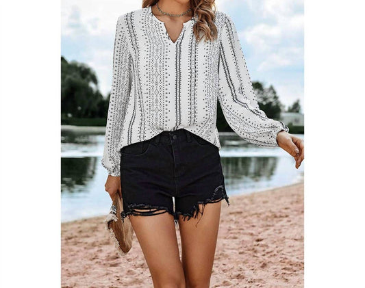 Elings - Striped V Neck Blouse