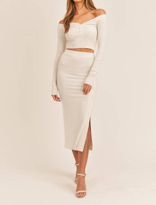 Mable - Women's Long Sleeve Off Shoulder And Skirt Set
