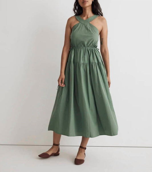 Madewell - Halter Tiered Cotton Poplin Midi Dress