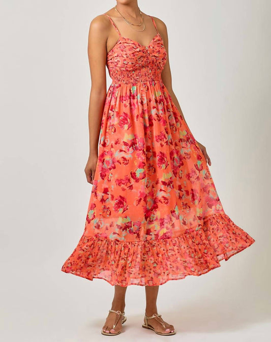 Mystree - Twist Adorn Neckline Smocked Maxi Dress