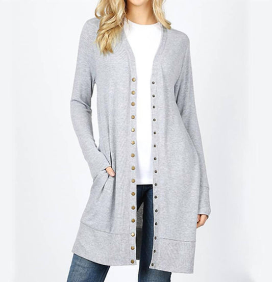 Zenana - Full Sleeve Long Snap Cardigan