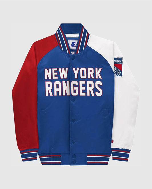 Starter - Youth New York Rangers Varsity Satin Full-snap Jacket