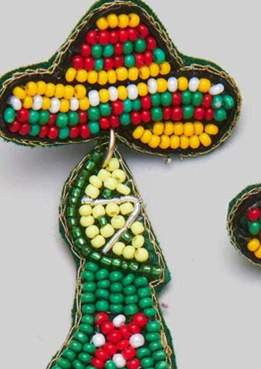 Sophia Collection - Women's Beer & Sombrero Seed Bead Earrings