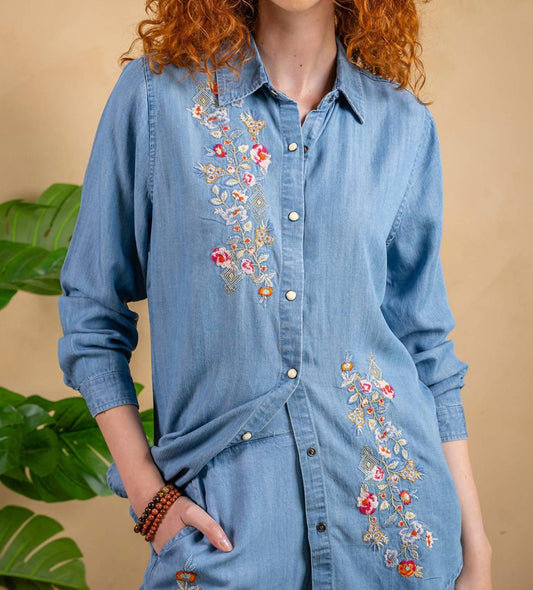 Paparazzi - Embroidered Tencel Big Shirt