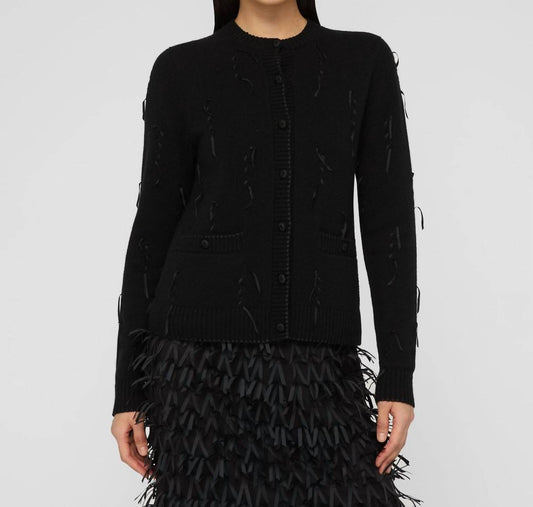 Lafayette 148 - Hand Embellished Ribbon Cashmere Cardigan