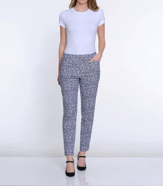 Multiples - Ditzy Floral Print Twill Ankle Pant