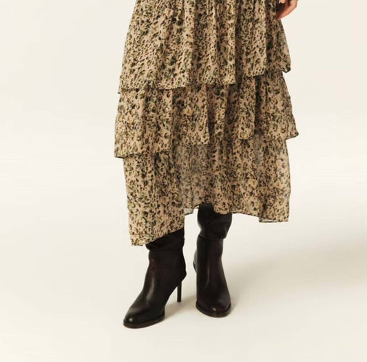 Bash - Midi Printed Ruffled Skirt