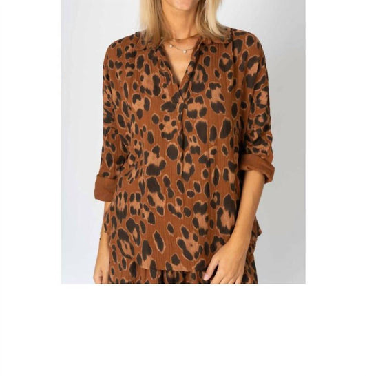 Look Mode Usa - Cheetah Print High Low Pullover Top