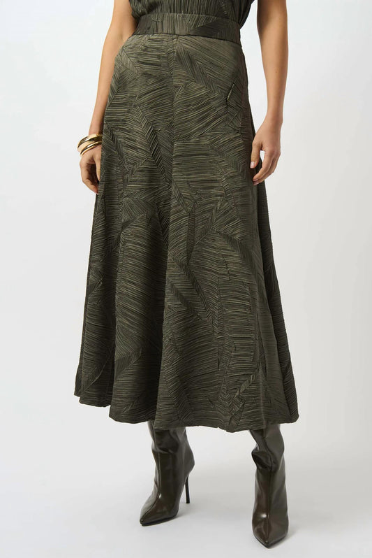 Joseph Ribkoff - Geometric Print Pleated Long Flared Skirt